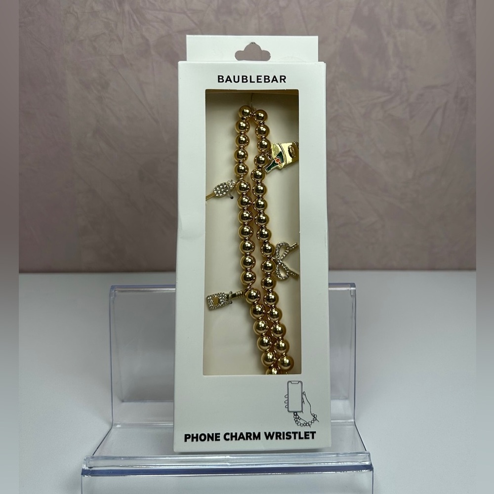 BaubleBar Gold Colored Beaded Phone Charm Wristlet - Picture 4 of 14